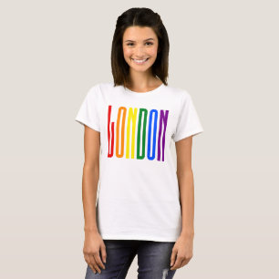 Colourful Rainbow Text LGBTQ London Gay Pride LGBT T-Shirt