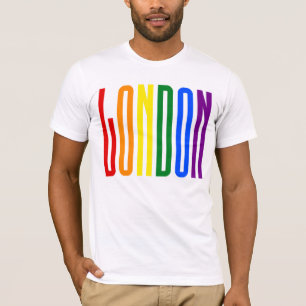Colourful Rainbow Text LGBTQ London Gay Pride LGBT T-Shirt