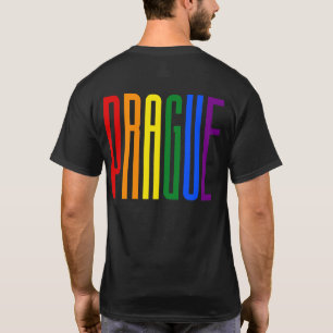 Colourful Rainbow Text LGBTQ Prague Gay Pride LGBT T-Shirt