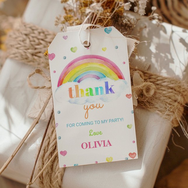 Colourful Rainbow Thank You Tag Birthday Party (Creator Uploaded)