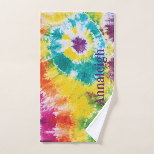Colourful Rainbow Tie Dye Custom Name Best Friend Hand Towel (Hand Towel)