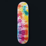 Colourful Rainbow Tie Dye Custom Name Skateboard<br><div class="desc">Colourful Rainbow Tie Dye Custom Name Skateboard you can easily add a name to make a unique one of a kind gift for your best friend or the rest of the family before heading off to your next tropical destination</div>