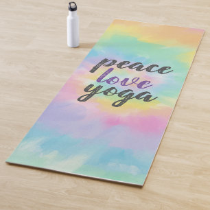 Colourful Rainbow Tie Dye Peace Love Yoga Mat