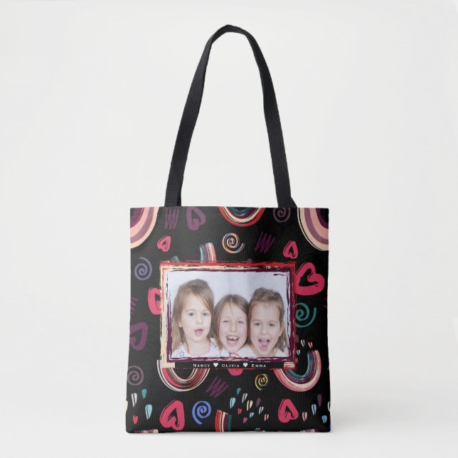 Colourful Rainbow Tote bag design with trendy styl (Front)