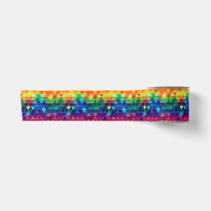 Colourful Rainbow Triangle Repeating Shape Pattern Satin Ribbon