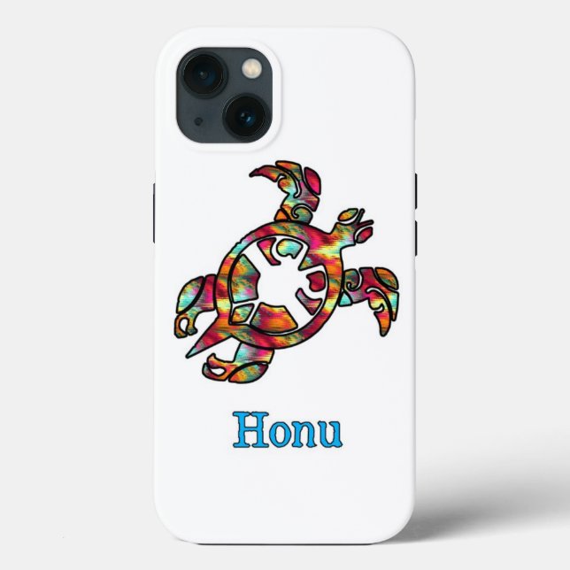 Colourful Rainbow Tribal Hawaiian Sea Turtle Case-Mate iPhone Case (Back)