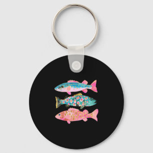 Colourful rainbow trout preppy summer lake life keychain