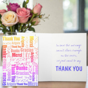 Colourful Rainbow Typography Multilingual Thank Yo You Card