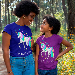 Colourful Rainbow Unicorn Mom T-Shirt