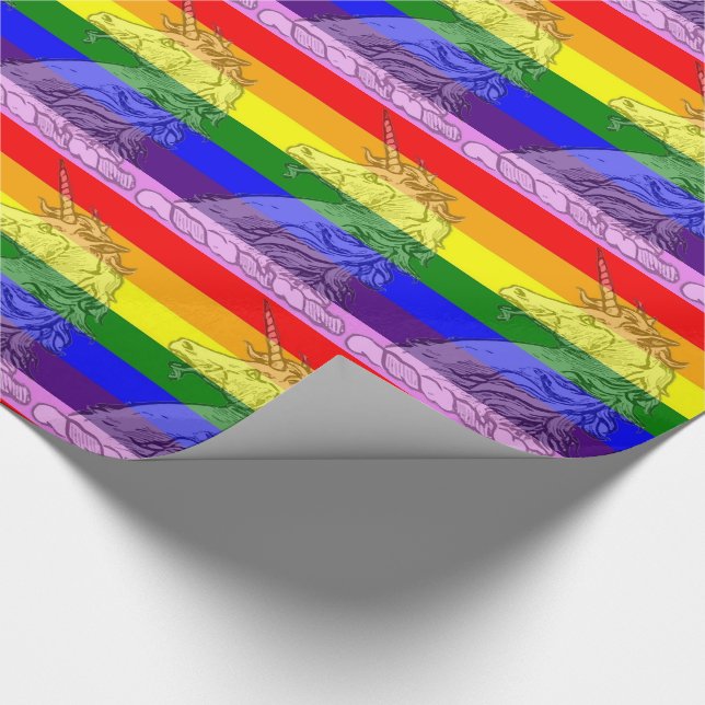 Colourful Rainbow Unicorn Pattern LGBT Gay Pride Wrapping Paper (Corner)