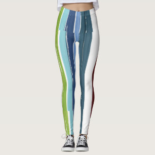 Colourful Rainbow vertical painting pattern Leggings