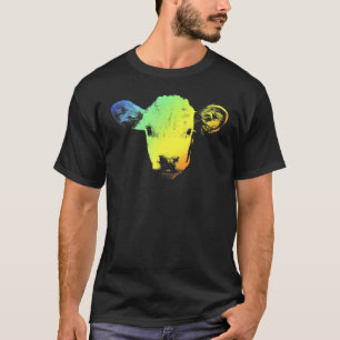 Colourful Rainbow Vintage Cute Hereford Cow T-Shirt