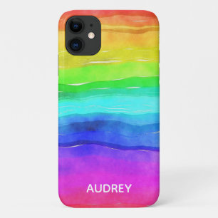 Colourful Rainbow Watercolor Custom iPhone 11 Case