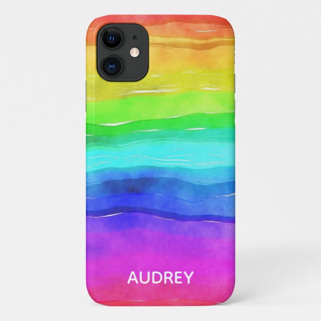 Colourful Rainbow Watercolor Custom Case-Mate iPhone Case (Back)