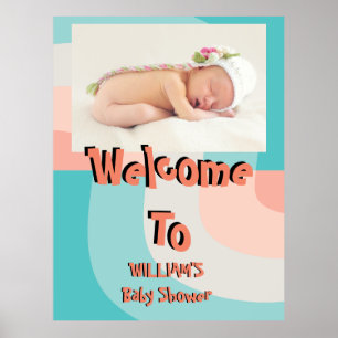 Colourful Rainbow Wave Abstract Baby Shower Poster