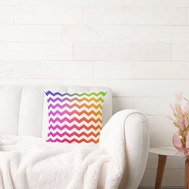 Colourful Rainbow Wave pattern  Throw Pillow (Couch)