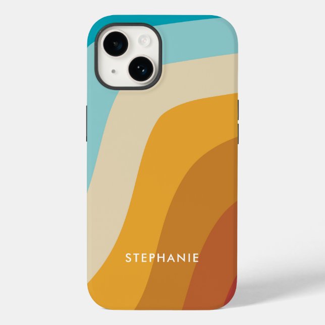 Colourful Rainbow Waves Personalized   Case-Mate iPhone Case (Back)