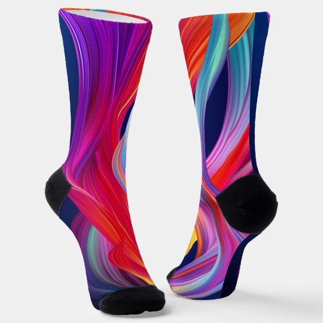 Colourful Rainbow Waves Socks (Angled)