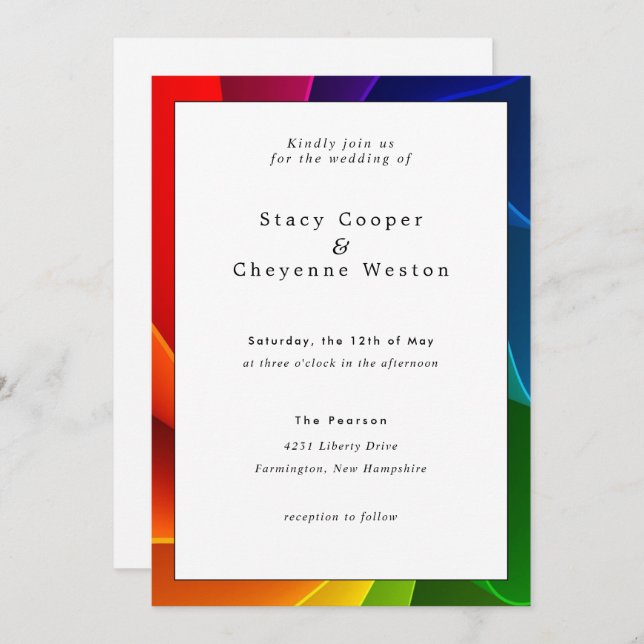 Colourful Rainbow Wedding Invitation (Front/Back)