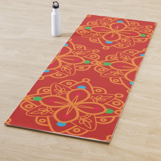 Colourful Rainbow Yoga mandala Pattern Yoga Mat (In Situ)