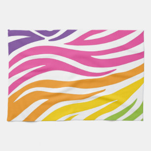 Colourful Rainbow Zebra Print Pattern Gifts Kitchen Towel