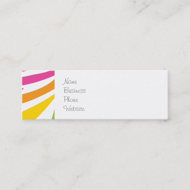Colourful Rainbow Zebra Print Pattern Gifts Mini Business Card (Front)