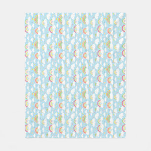 Colourful Rainbows and Clouds Fleece Blanket