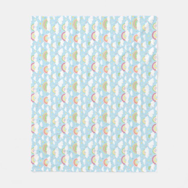 Colourful Rainbows and Clouds Fleece Blanket (Front)