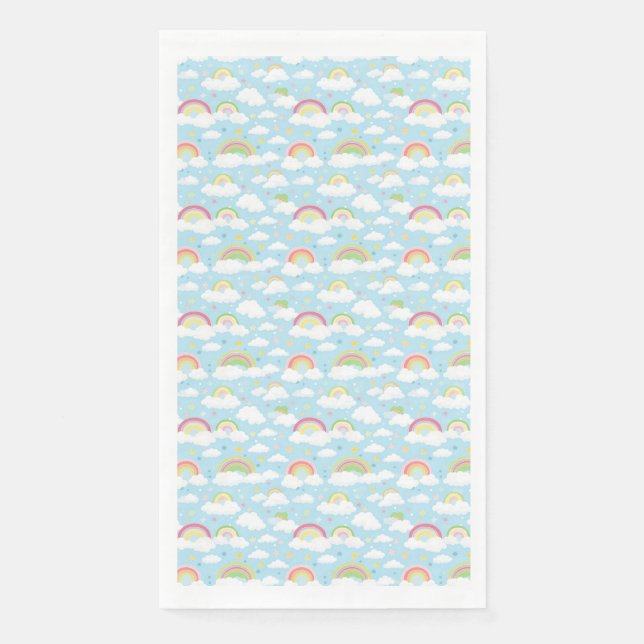 Colourful Rainbows and Clouds Napkin (Front)