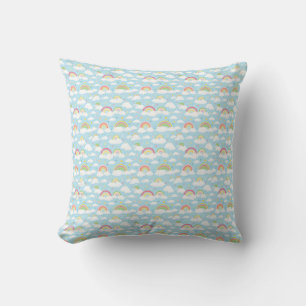 Colourful Rainbows and Clouds Throw Pillow