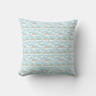 Colourful Rainbows and Clouds Throw Pillow