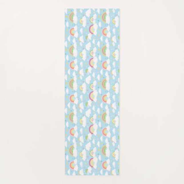 Colourful Rainbows and Clouds Yoga Mat (Front)