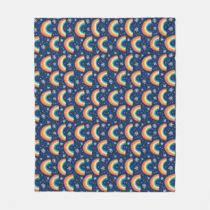 Colourful Rainbows and Snowflakes Fleece Blanket