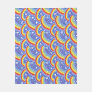 Colourful Rainbows on Purple Background Fleece Blanket