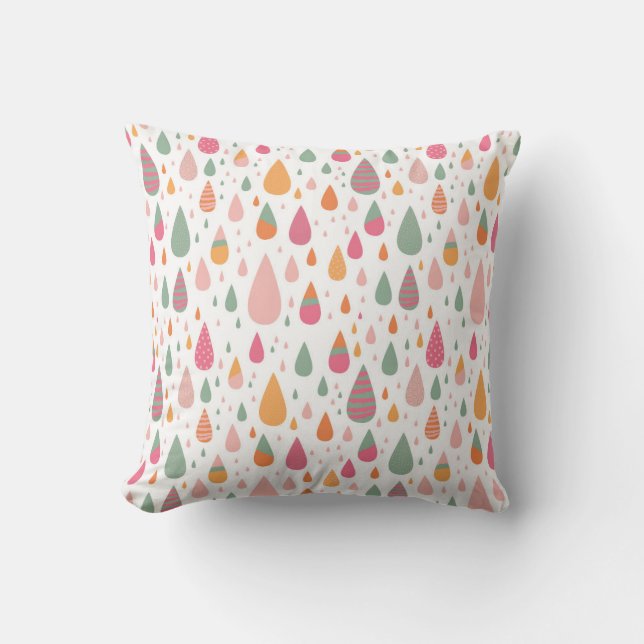 Colourful Raindrop Patterns Throw Pillow (Front)