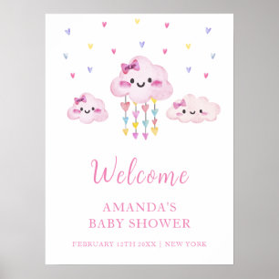 Colourful Raindrop Sweetheart Baby Shower Welcome Poster