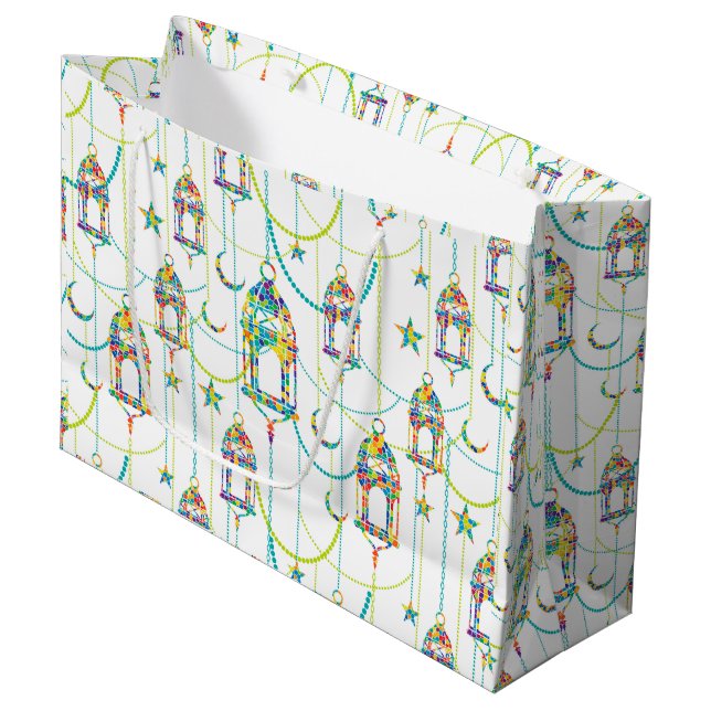 Colourful Ramadan symbols pattern 2 Large Gift Bag (Front Angled)