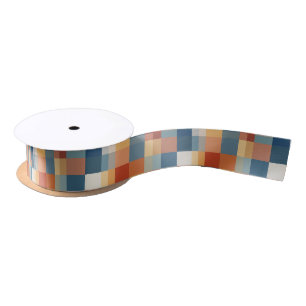 Colourful random geometric shapes pattern satin ribbon