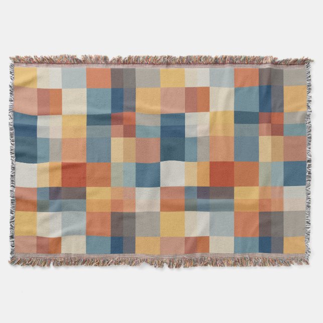 Colourful random geometric shapes pattern throw blanket (Front)