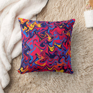 Colourful Random Waves Pattern Throw Pillow