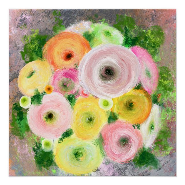 Colourful Ranunculus Bouquet Poster (Front)