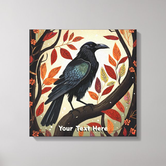 Colourful Raven Perched in a Tree Canvas Print (Front)