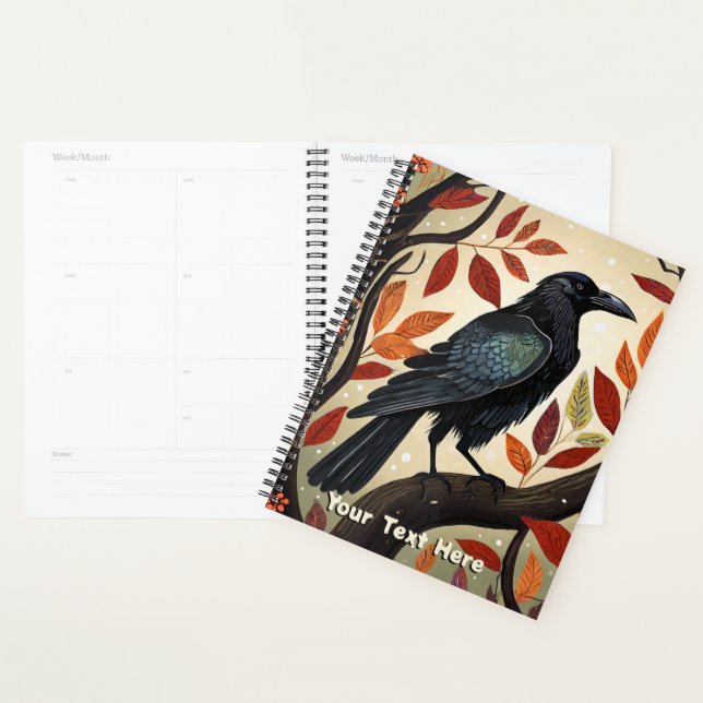 Colourful Raven Perched in a Tree Planner (Display)