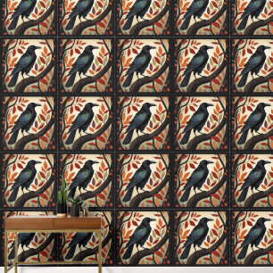 Colourful Raven Perched in a Tree Wallpaper