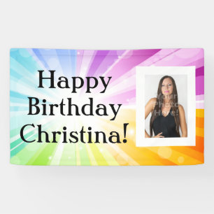 Colourful Rays Custom Photo Birthday Party Banner