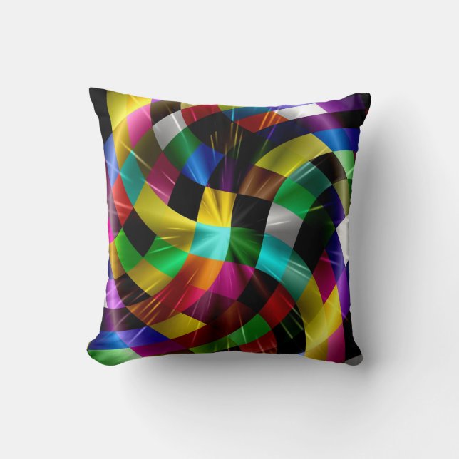 Colourful Rays Of Light Art Design Abstract Throw Pillow (Front)