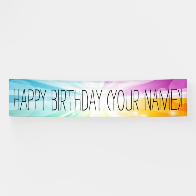 Colourful Rays Personalized Birthday Party Banner (Horizontal)