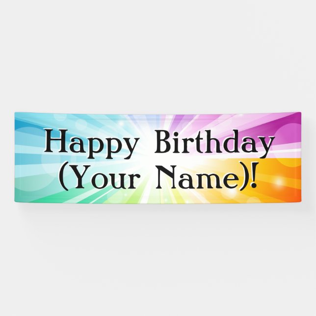 Colourful Rays Personalized Birthday Party Banner (Horizontal)
