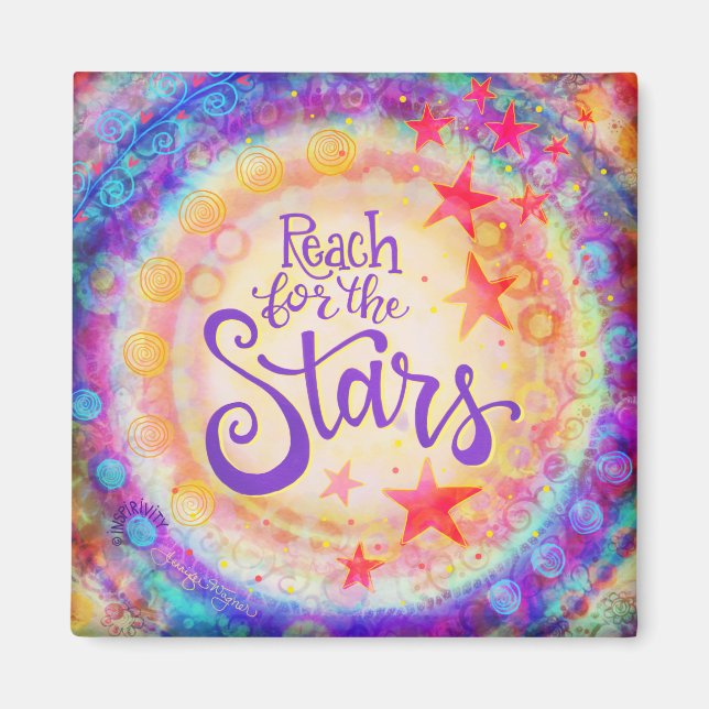 Colourful Reach for the Stars Inspirational Magnet (Front)