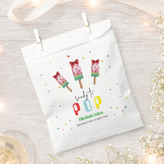 Colourful Ready To Pop Ice Cream Baby Shower Favour Bag (Clipped)